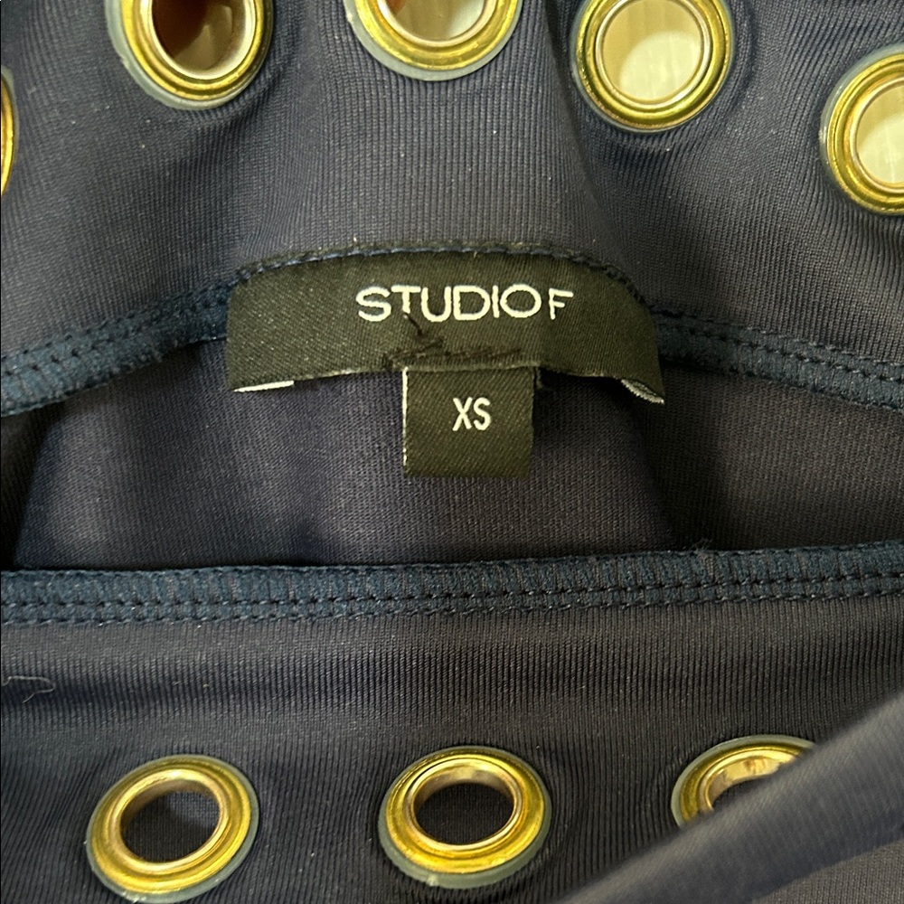 Navy Blue Women's Studio F Top‎ with Grommet Detail - Picture 3 of 4